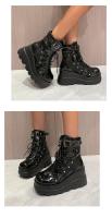 Botas De Mujer 2024 Otoño Botas De Tobillo Con Plataforma Y Tacón Alto Diseño De Moda Zip Cosplay Zapatos Para Mujer Botas Cortas De PU Con Cierre De Lazo - details 10