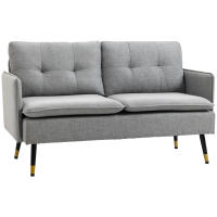 HOMCOM Sofá de 2 Plazas Moderno Sofá de Salón Tapizado en Poliéster con 4 Cojines Reposabrazos y Patas de Acero para Dormitorio Oficina Carga 240 kg 139x68x80 cm Gris - details 0