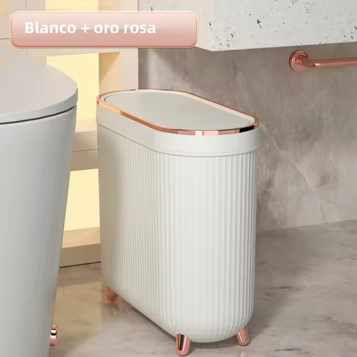 Bandeja De Papel Plástica Con Tapa De Presión, 12 Litros Para Baño Dormitorio Cocina Y Sala De Artesanías Reciclaje Ecológico - 1