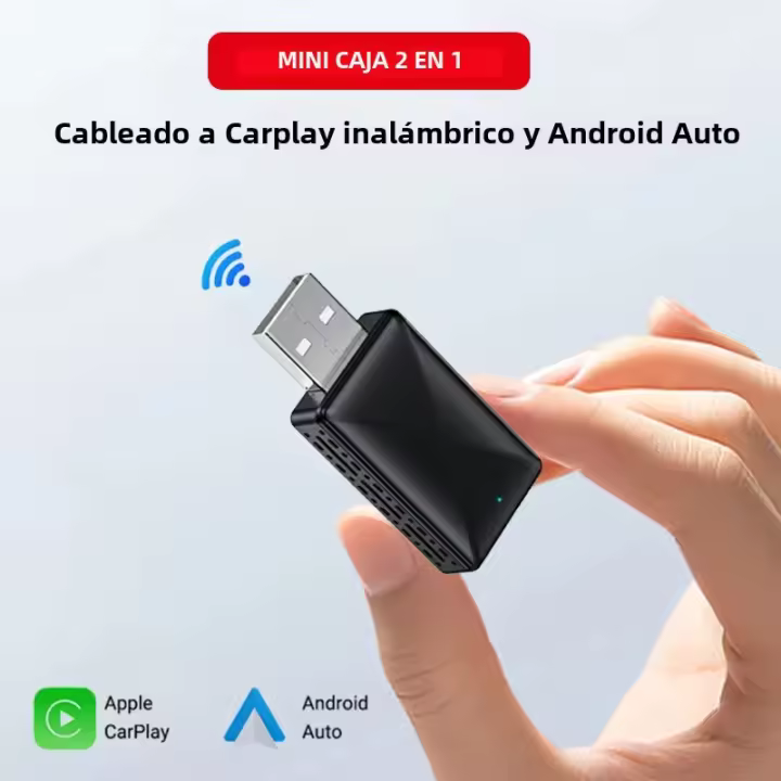 2 En 1 Cableado a WiFi Inalámbrico CarPlay Y Android Auto 5GHz Bluetooth 5.0 Plug And Play Conexión Automática Para La Mayoría De Los Coches - 1