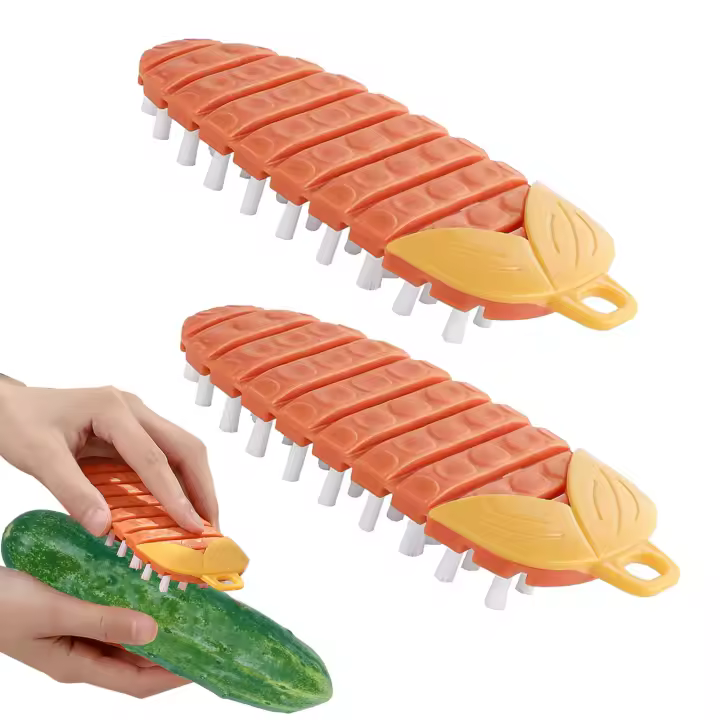 piezas de cepillo de fregado de verduras para alimentos, cepillo de fregado de verduras, cepillo de fregado de patatas, cepillo flexible duradero para frutas y verduras colgantes - 1