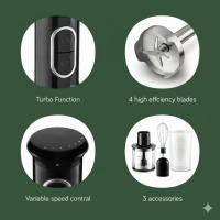 GAVATECH Batidora de Mano 1200W – Kit 3 en 1 con Picadora de 800ml, Varilla Batidora y 4 Cuchillas de Titanio. Cable 1.1m - details 2