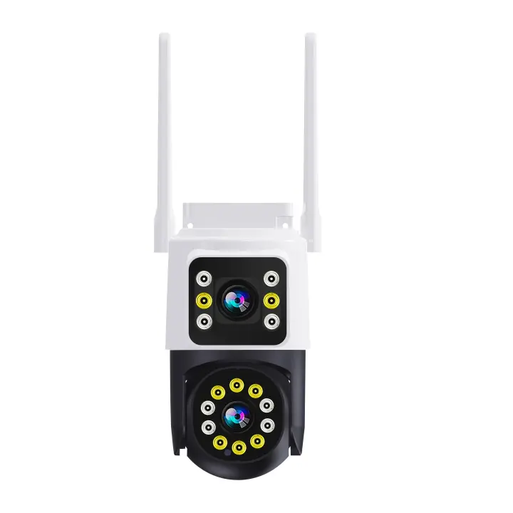 FGNS Cámara IP de doble lente para exteriores, Cámara de vigilancia 3K 6MP HD PTZ WIFI, lente Dual, pantalla Dual, 2.4G wifi, seguimiento automático, visión nocturna a todo Color, IP66 camaras videovigilancia wifi, - 1