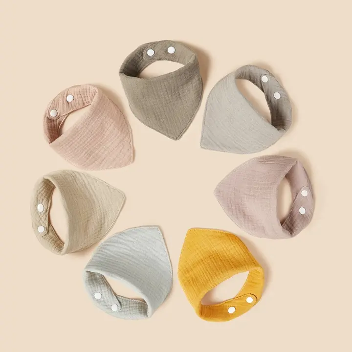 Set De 7 Pañuelos Para Bebé Algodón Sólido Para Lágrimas Y Comidas Regalo Para Niños Y Niñas De 0-24 Meses - 1