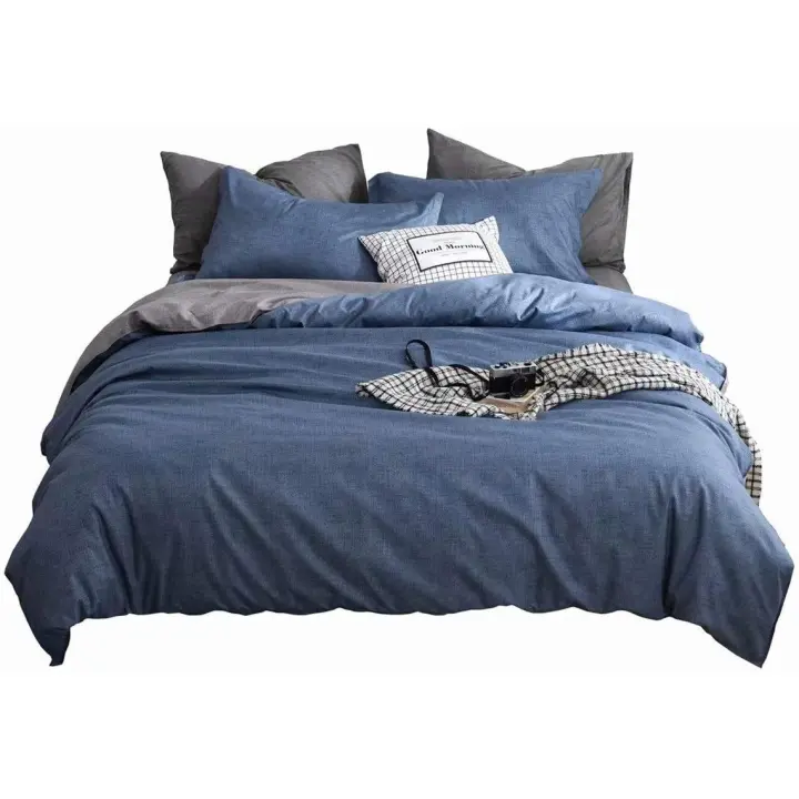 Dormitorio con juegos de cama de lujo, sábanas suaves para el hogar, funda de edredón cómoda, funda de almohada, para todas las estaciones (azul, tamaño queen) - 1