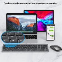 Jomaa Teclado Y Ratón Inalámbricos Ultrafinos USB 2.4G + Bluetooth Recargables Con Funciones Multimedia Para Oficina Doméstica - details 4