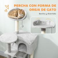Árbol Rascador para Gatos, Árbol para Gatos , Torre Escalador con Múltiples Plataformas, Cama, 2 Cuevas, Hamaca, Escalera, Postes de Sisal, Bolas para Jugar, Gris Claro - details 2