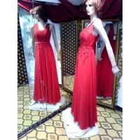Sin marca Vestido de fiesta rojo de chifón, con piedras, estilo corte princesa, con cierre de cremallera, elástico en la espalda - details 2