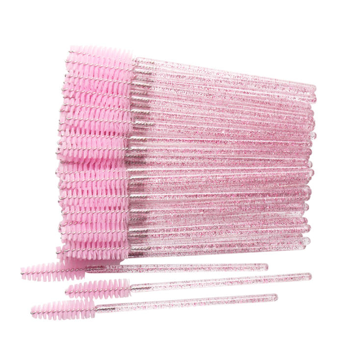 50Pcs Cepillos De Maquillaje Desechables Con Manija De Diamante Para Pestañas Y Cejas Cepillo De Mascara Herramientas De Extensión De Pestañas De Uso Doméstico Y Profesional