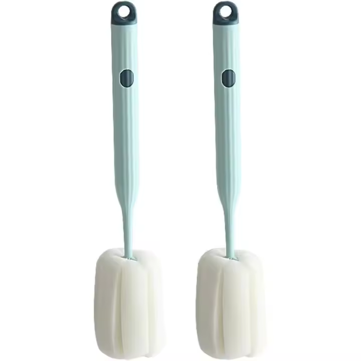 Cepillo suave para biberones (2 unidades), esponja suave y fácil de limpiar, elimina eficazmente las manchas (azul) - 1