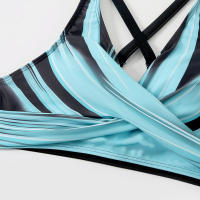 Bikini Halter Push up Para Mujer Traje De Baño De Cintura Alta Estilo De Calle Con Bandage Y Almohadillas Soldadura Sin Costuras Material Poliéster Y Spandex - details 3