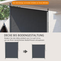 Toldo vertical 200x292 cm Vertical retrácthil con protección de Sombra regulable Aluminio gris para Terrazas y balcones - details 0