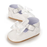 Zapatos De Princesa Para Bebé Niña En Lace Blanca Mocasines Con Lazo Y Borde Antideslizante De Goma Primera Calzado Para Caminar - details 95