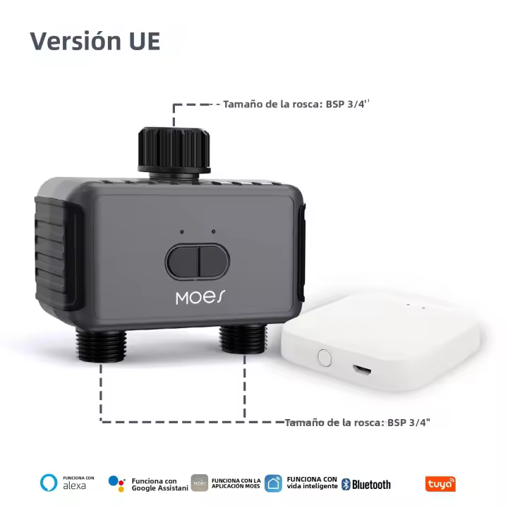 Controlador De Válvula De Riego Inteligente MOES Tuya Bluetooth 2-Enchufe Timer Programable Con App Remote Para Lavadora Y Filtro - 1