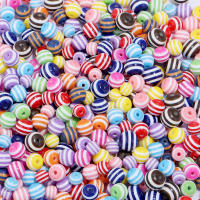 50/100pcs Resin Stripe Beads Redondas De Color Para Hacer Joyas DIY Pulsera Con Accesorios De Manualidades Cuentas Espaciadoras - details 2