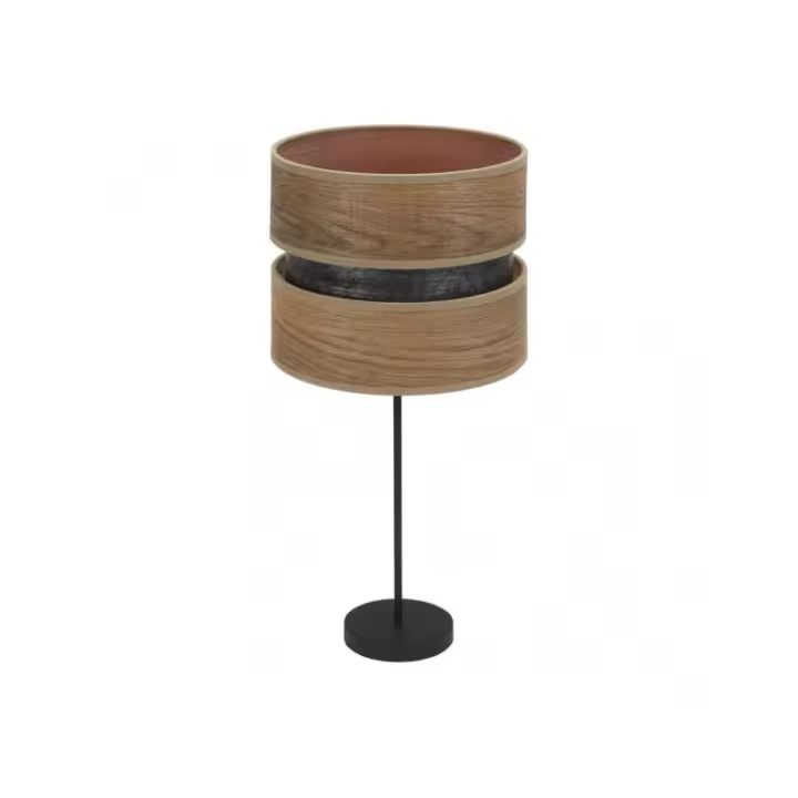 Fabrilamp - Sobremesa Alto Colet 1xe27 Negro/madera Oscura 61x30x30 Cm - 1
