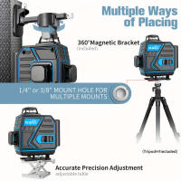 GZG 4 X 360 Láser Nivel Automático Profesional 16 Líneas 4D Pantalla LCD Herramienta De Piso De Azulejos Verde - details 5