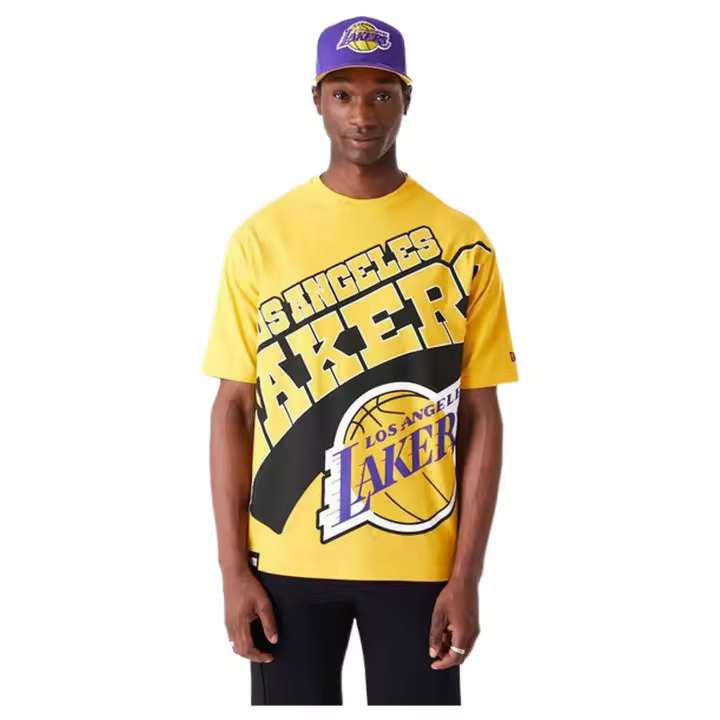 Camiseta de Manga Corta New Era Los Angeles Lakers Nba Oversized para hombre en color amarillo - 1