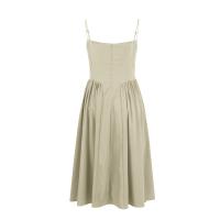 Vestido Midi Elegante Y Delgado Sin Espalda Para Mujer Vestido De Fiesta De Verano Elegante Con Suspensión Sólida Vestidos Para Mujer - details 28