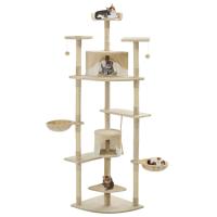 vidaXL Rascador para Gatos con Poste de Sisal 203cm y Mascotas Color Beige,  Gris,  Marrón y mas - details 0