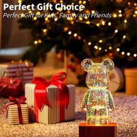 Luz Nocturna LED Proyección 3D De Ondas De Choque De Osos Con Colorido USB Decoración Atmosfera Ajustable Para Habitación Decorativo De Vidrio - details 5