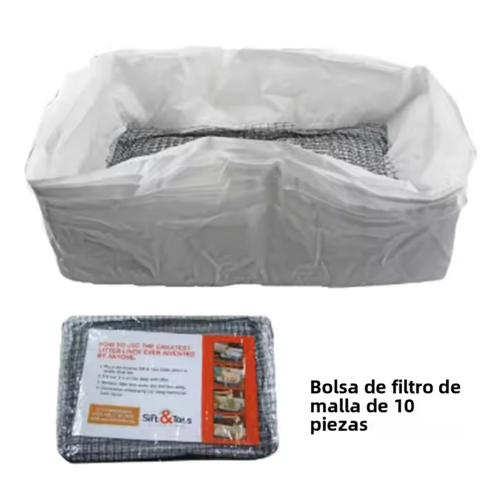 Juego De Bolsas De Filtro Para Caja De Arenero De Gato Reutilizables Con Agujeros Red De Limpieza Para Gatos Suministros Para Mascotas - 1