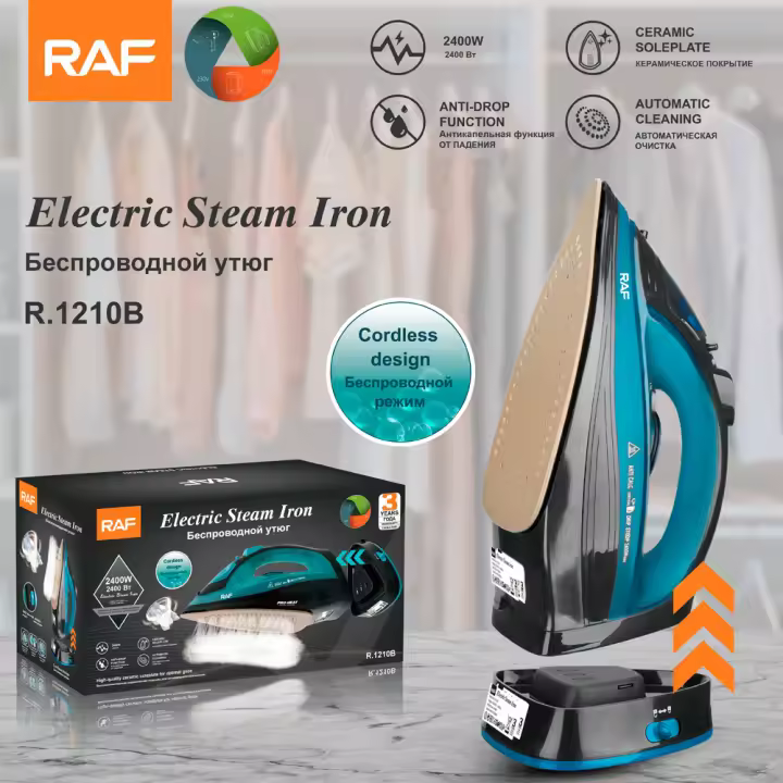 Plancha eléctrica de mano estándar europea, plancha de vapor inalámbrica con cable para el hogar, plancha de ropa R.1210 - 1