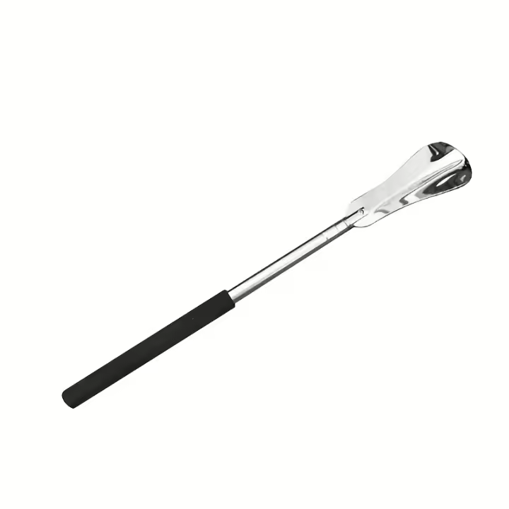 Herramienta De Ajuste De Zapatos De Acero Inoxidable Con Manija Larga Para Facilitar La Puesta De Botas Cuchara De Zapato De Plástico - 1