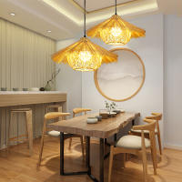Rattan Ceiling Chandelier Hand-Woven Spherical Chandelier Hollow Rattan Chandelier E27 Adjustable Height for Cafe Bar Living Room Tea Room Chandelier (Hollow out) - details 0