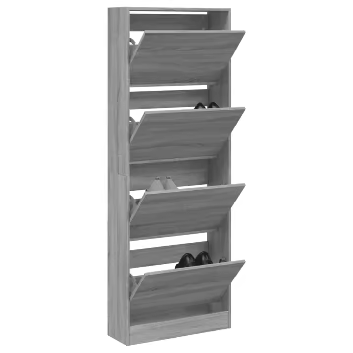 vidaXL Zapatero de madera de ingeniería gris Sonoma 60x21x163,5 cm - 1