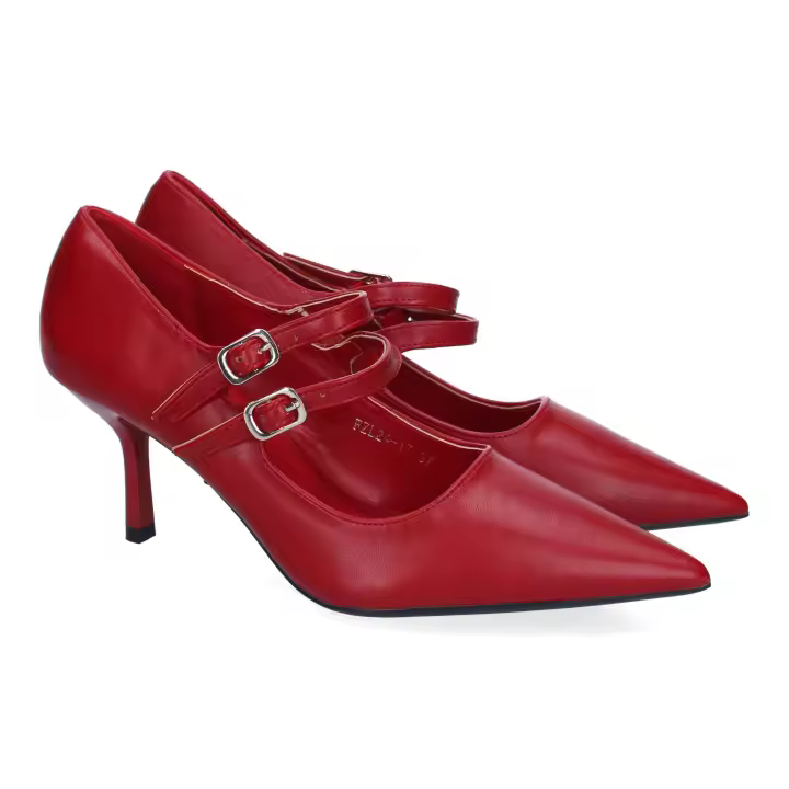 PuntoSalao Zapatos de vestir tacón medio fino para mujer color burdeos FZL24-17 - 1