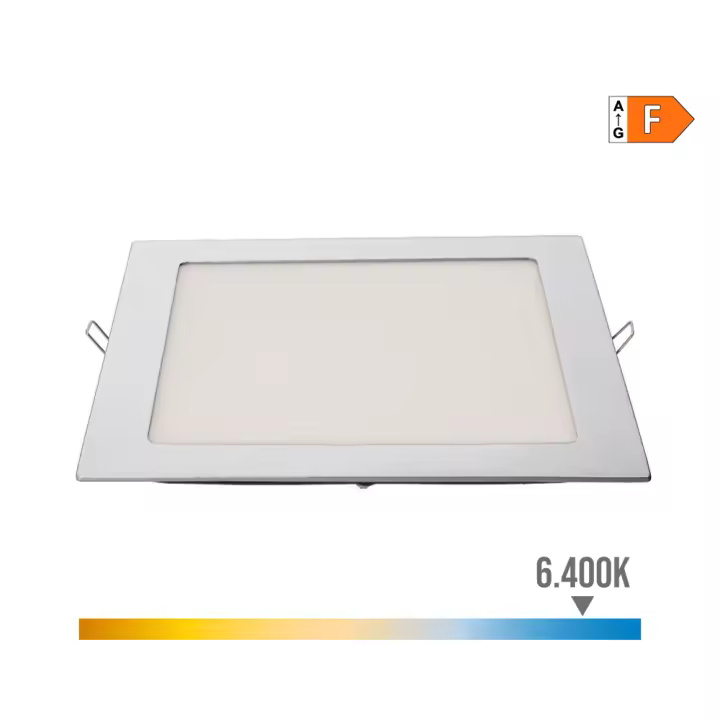 Downlight Led Cuadrado Empotrable 20W 6400K 1500lm Cromado 22x22cm EDM - 1
