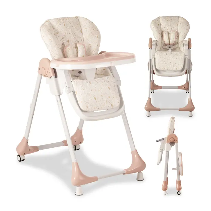 Asalvo Trona Chef Forest – Trona Evolutiva con Altura Ajustable, Respaldo Reclinable, Sistema Antideslizante y Ruedas, Bandeja Doble y Textil Lavable - 1