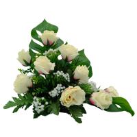 Centro de Flores para Cementerio Ideal para Nicho o Panteón - 8 Rosas Blancas - Medidas 40*50 - details 3