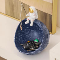 Adorno De Escritorio Espacial Con Resina Figura De Espaceman Y Planeta En Caja Organizadora Para Decoración De Habitación Temática De Espacio - details 10