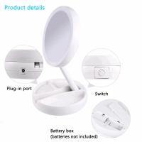 Espejo De Maquillaje Plegable Con Luz LED 10X Magnificación Doble Cara Recargable Por USB O Batería Para El Hogar - details 8