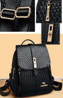 Mochila De Cuero Para Mujer LANYIBAIGE Estilo Vintage Casual Día Escuela Bolsa De Mano Negra Con Cierre De Cremallera - details 2
