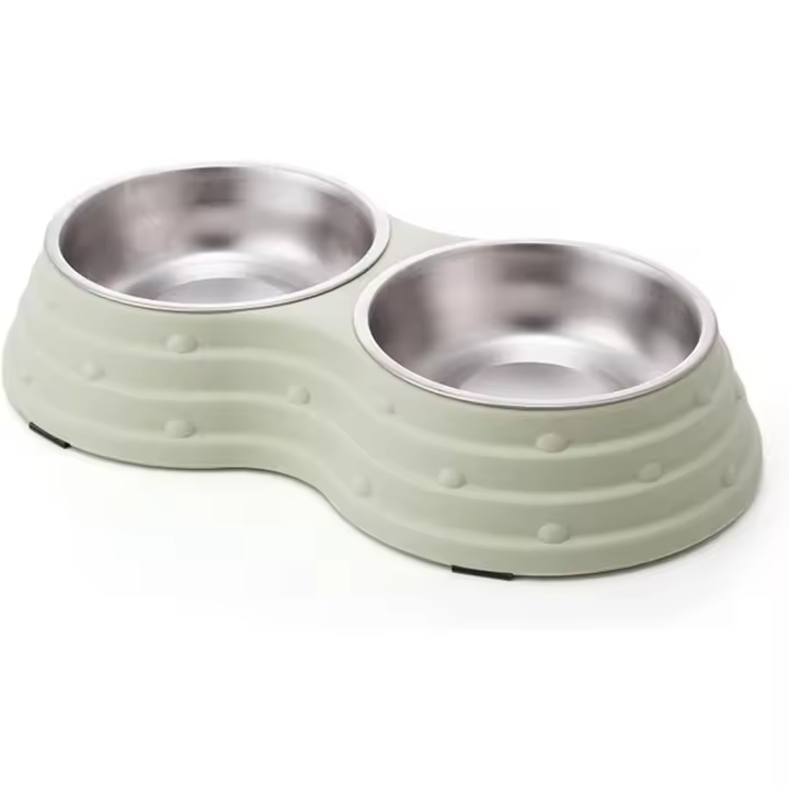 Cuencos dobles para perros, para comida y agua, de acero inoxidable extraíble de primera calidad con base antideslizante para mascotas pequeñas. - 1