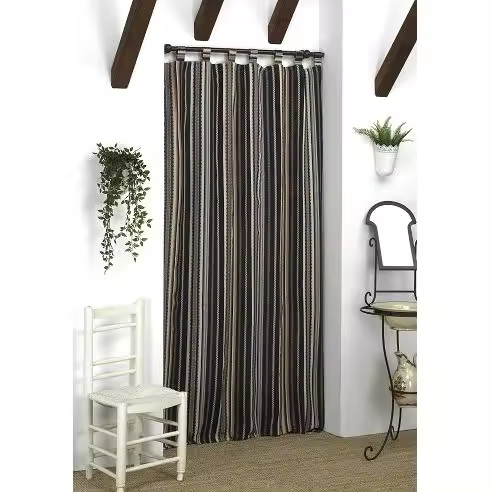 Cortina Rústica Alpujarras con Presillas 140X250 cm Rayas Dhestia Home - 1