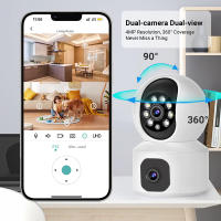 Cámara De Seguridad Inalámbrica WIFI E9 Binocular Con Rastreo Automático De Cuerpo Humano Vigilancia Interior 1080P Mini Camera - details 1