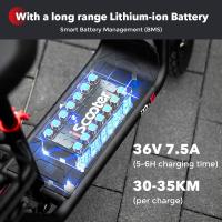 iScooter i12 Patinete eléctrico con asiento y cesta trasera, motor de 500W, batería de 36V 7.5Ah, neumático neumático de 12 pulgadas, velocidad máxima de 25km/h, alcance máximo de 35km, frenos de disco dobles, absorción de impactos doble - details 1