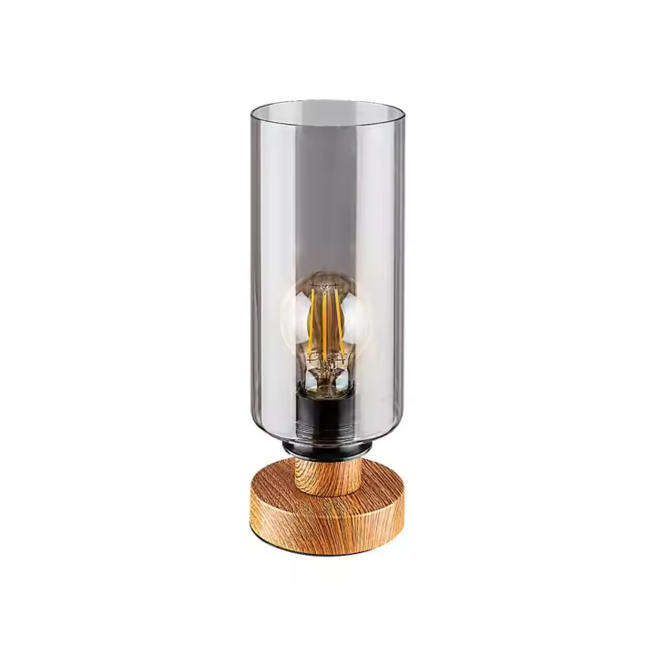 Lampara Mesa Metal Roble E27 Cristal Estilo Moderno TANNO  RABALUX - 1