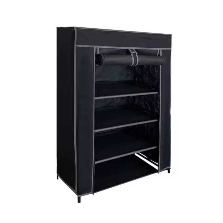 Acomoda Textil – Armario de Tela Organizador de Ropa Resistente al Polvo de Fácil Montaje. Ropero Negro con Estantes Desmontable y Ligero para Dormitorio, Apartamento. - 1