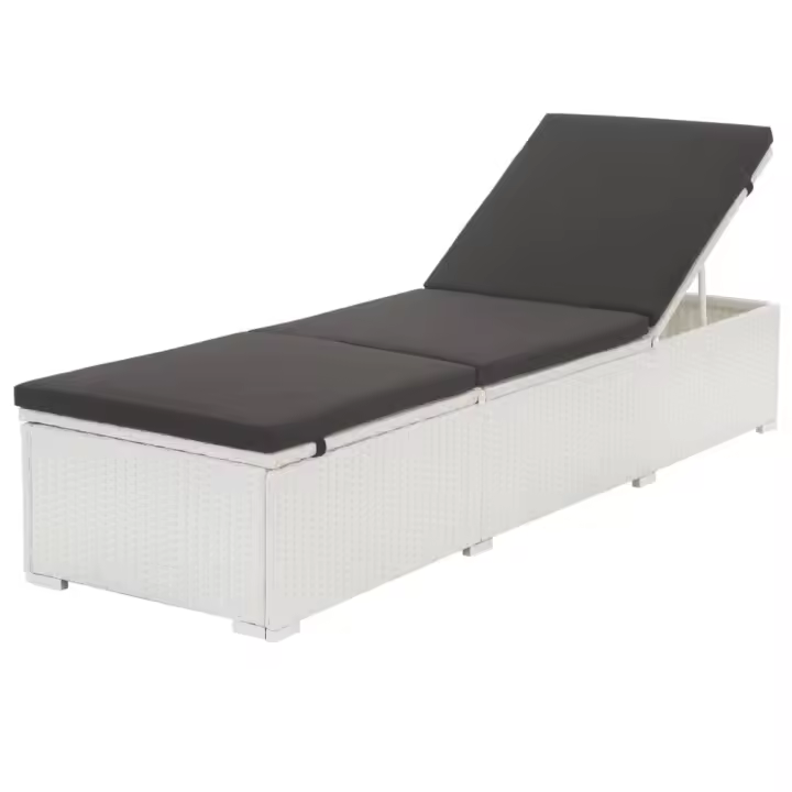 vidaXL Tumbona con cojín ratán sintético Negro, Marrón, Gris Sillas de Exterior Ideal para jardín, playa, piscina, terraza Tumbona Piscina Tumbonas Playa Tumbonas Jardín Exterior - 1