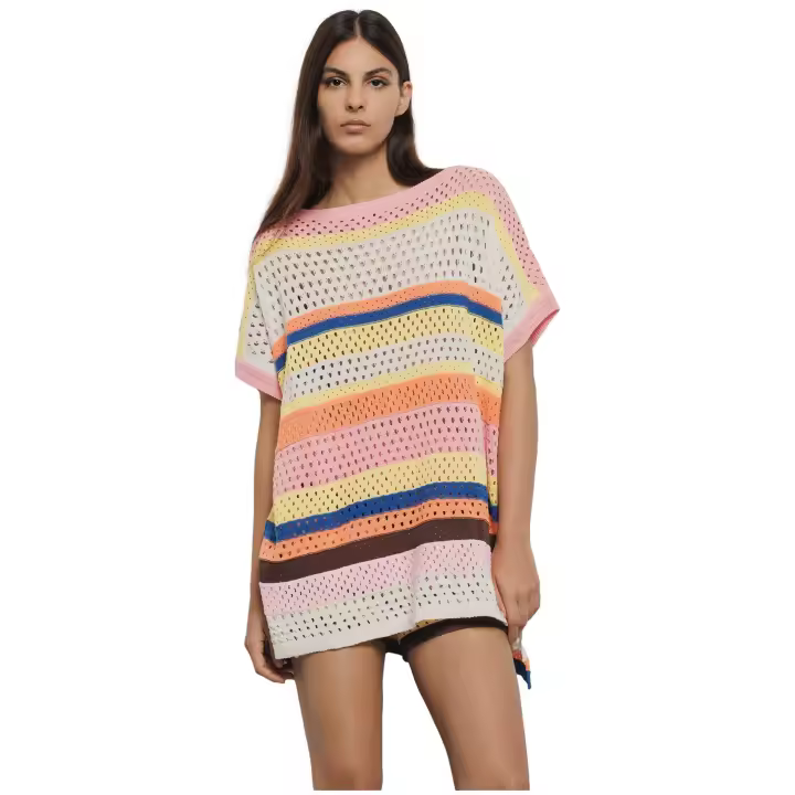 Jersey Oversize GAELLE PARIS de Punto Calado con Rayas Multicolor - 1