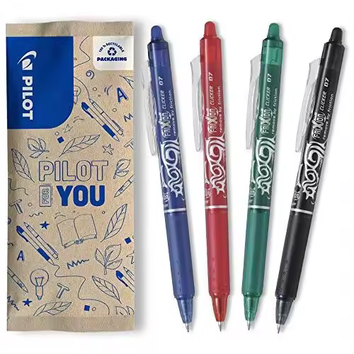 Pilot Frixion Clicker - Paquete de 4 bolÃ­grafos de tinta gel con trazo medio, multicolor - 1