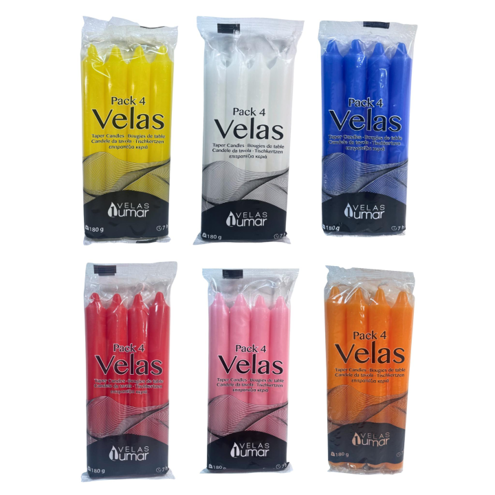 Velas Cilíndricas de Parafina y Mecha de Algodón, 17.5 cm, Velas Larga Duración, Velas Sin Perfume, Ideal para Decoración, Cenas, Eventos, Velas variedad de colores: Blanco, Azul, Rosa, Vela rojo, Vela naranja, Vela amarillo