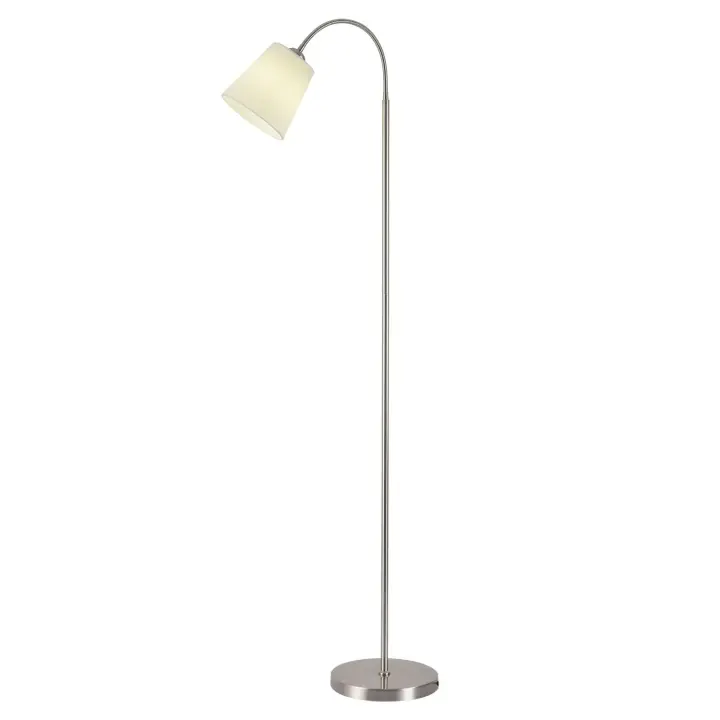 LÚZETE - LÁMPARA DE PIE NÍQUEL SATINADO PANTALLA BLANCA PAYTON ALM-APOL - Luz Cálida y Agradable - 1