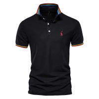 Camisa Polo Hombre AIOPESON Verano Bordado De Girafa Manga Corta Estilo Casual Cuello Erguido Transpirable Material Algodón Slim Fit - details 2