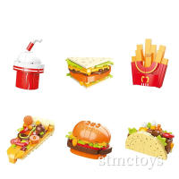 DIY MOC Autoadhesivo Para Nevera De Papel De Cocina Con Bloques De Construcción De Pizzáreas Hot Dogs Hamburguesas Tacos Pizza Juguetes Para Niños Set De Bloques De Construcción - details 2